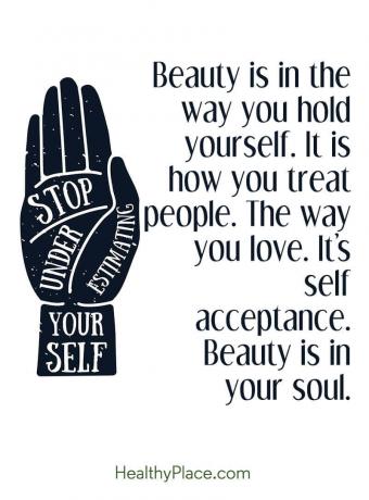 Cita de los trastornos alimentarios: la belleza está en la forma en que te abrazas. Es cómo tratas a las personas. La forma en que amas. Es autoaceptación. La belleza está en tu alma.