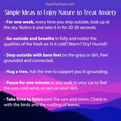 Cartel compartible para la publicación '7 formas rápidas de usar la naturaleza para ayudar a tratar la ansiedad' en HealthyPlace