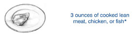 Ejemplos de 3 porciones de carne